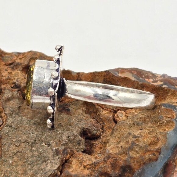925 Sterling Silver Plt Round Citrine Ring Size 10 Bezel Setting Fine Jewelry - Picture 5 of 6